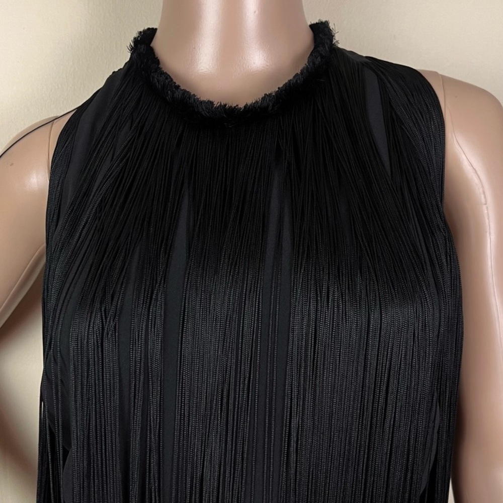 STELLA MCCARTNEY BLACK SLEEVELESS FRINGE DRESS - Picture 4 of 9